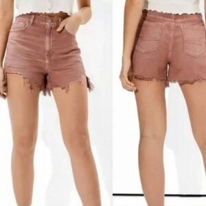 American Eagle highest rise mauve denim mom shorts